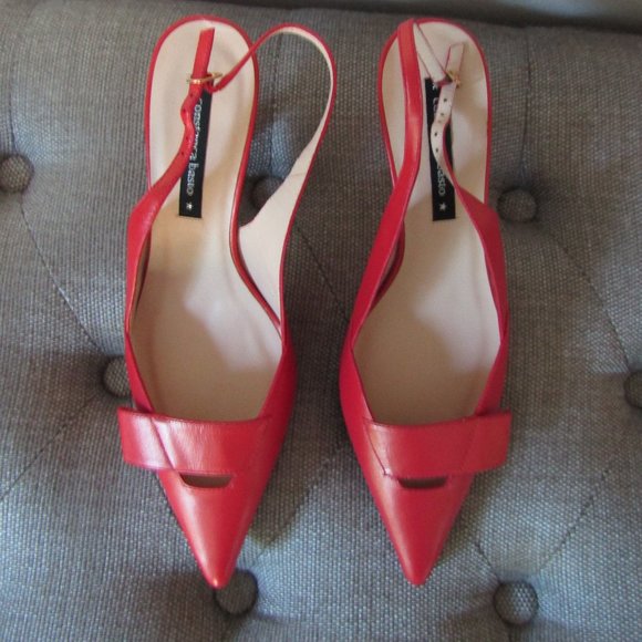 Constanca Basto Slingback Red Pumps Made in Italy - Picture 1 of 12